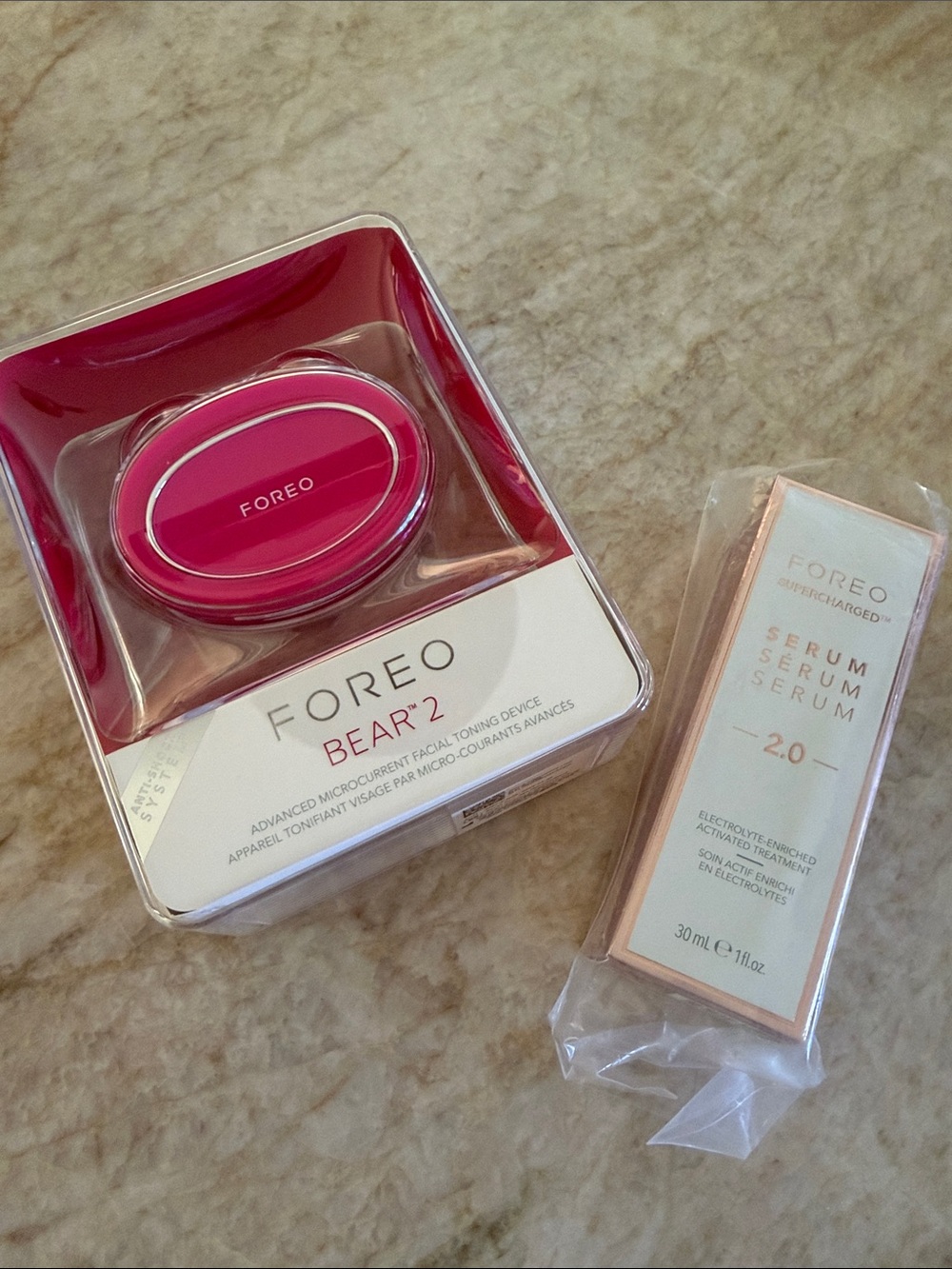NEW Foreo Bear Facial Toning Device Fuchsia Pink + serum